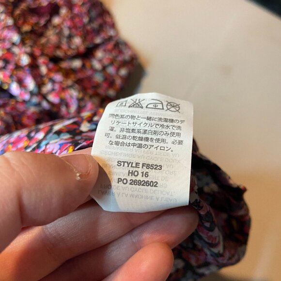 Liberty London J Crew Women 4 Floral Button Up Shirt Long Sleeve Casual Navy Top - Picture 7 of 10